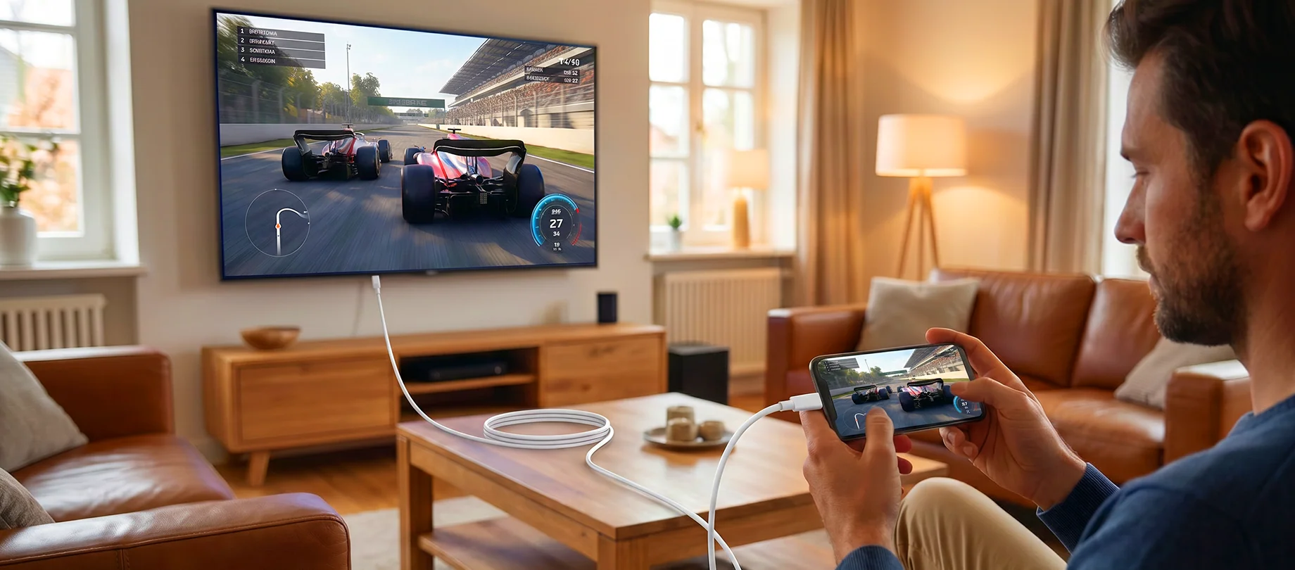 Câble USB-C vers HDMI 2 m : jeux, films et présentations sur grand écran