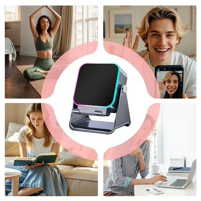 Enceinte à induction 5-en-1 avec support téléphone, Bluetooth 5.3 et lumière RVB