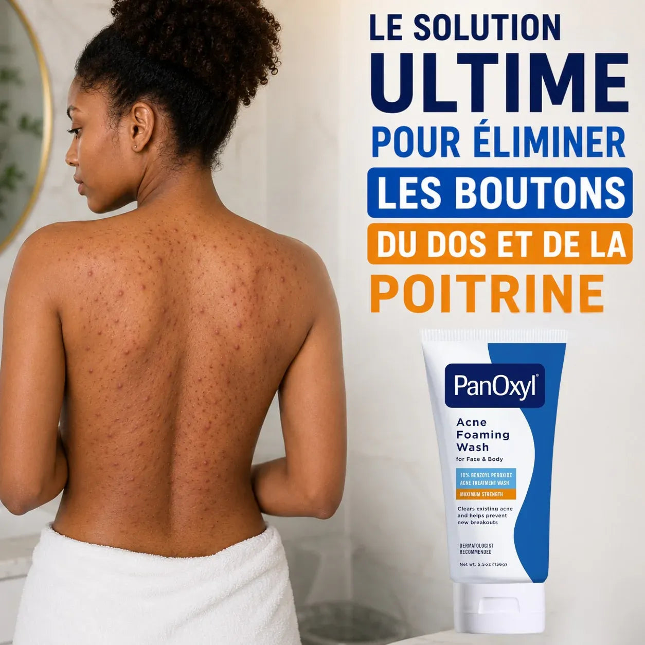 PanOxyl Nettoyant moussant contre l'acné, Peroxyde de benzoyle 10 %
