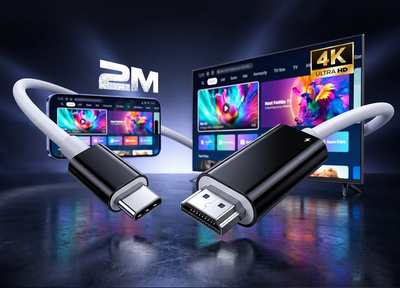 Câble USB-C vers HDMI 2 m : jeux, films et présentations sur grand écran