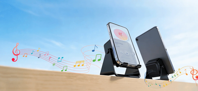 Enceinte à induction 5-en-1 avec support téléphone, Bluetooth 5.3 et lumière RVB